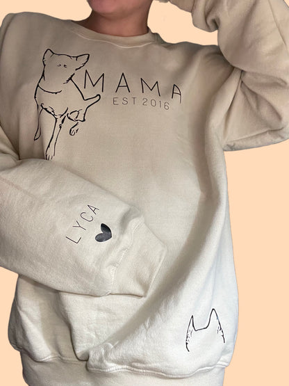 Dog MAMA Sweater - Customized - Pet Parent - Dog Love -Perfect Gift - Personalized - Hooded Sweater - Crewneck